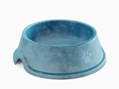 Used Metal Dog Bowl 04 3D model