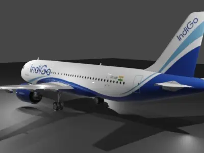 Indigo Airlines Airbus a320neo 3D Model Low-poly 3D model