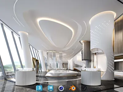 Contemporary Sales Office Environment - Full Scene for ArchViz Low-poly 3D model