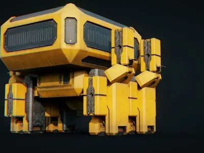 Spaceship Fighter - Sci-Fi Modular Animated  4K Textures Low-poly 3D model