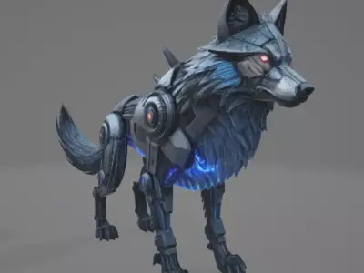 Robotic Wolf  - High Poly 3D model