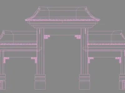 Chinese pailao gateway Low-poly 3D model