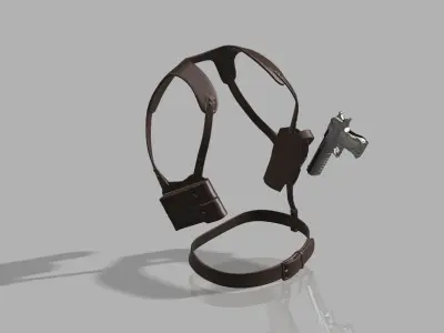 Leather Holster Shoulder Harness 3D model