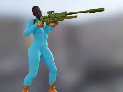 Sci-Fi Sniper Woman  3D print model