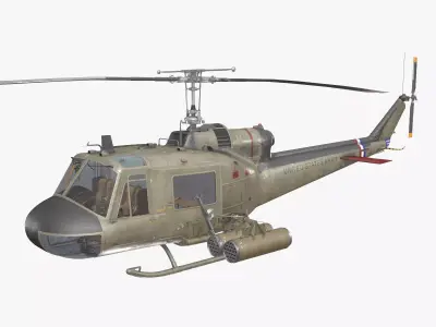 Bell UH-1C US Army 2 Complex Animation Low-poly 3D model
