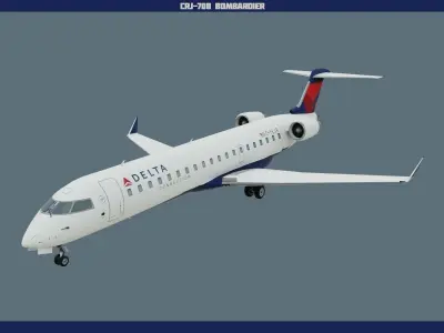 CRJ700 Delta Low-poly 3D model