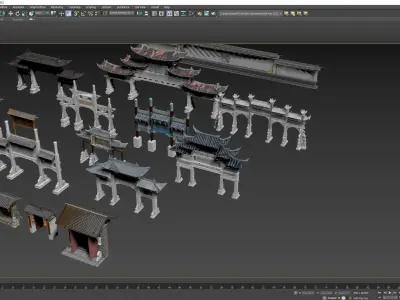 Chinese Ancient Building City Gate 3D model