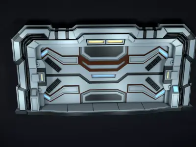 Sci Fi Door Low-poly 3D model 6