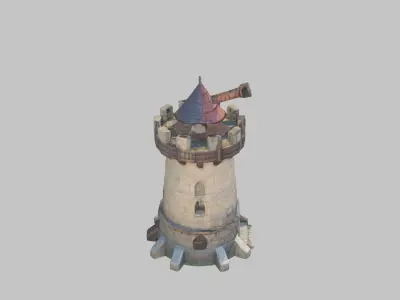 Lowpoly STylized medieval fantasy tower Low-poly 3D model