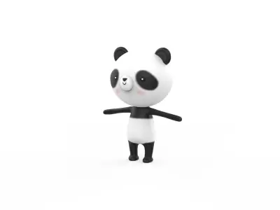 Stylized Character 001 Panda Low-poly 3D model