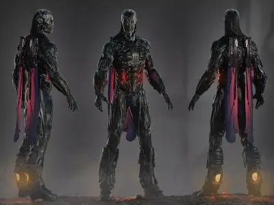 Sci Fi Airborne Cyborg Low-poly 3D model