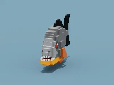 Voxel Piranha Low-poly 3D model