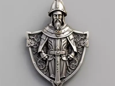 Medieval Knight Shield Wall Decor Low-poly 3D model