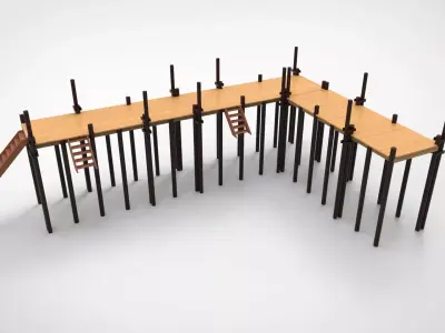 traditional jetty harbor Low-poly 3D model