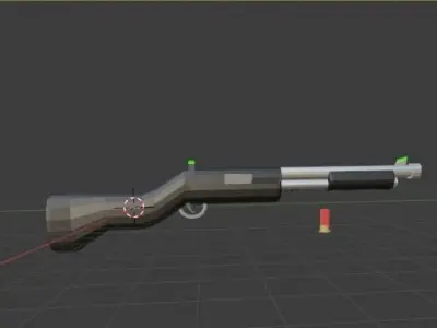SHOTGUN with bullet Low-poly 3D model