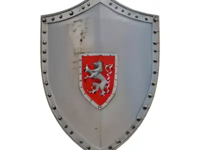 Dented Medieval Steel Shield 3D model