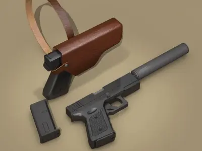 9mm handgun 3D model