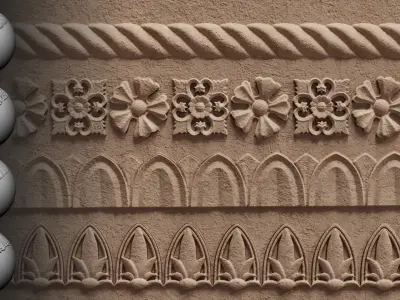 30 Ornament Trim Brush Ornament Library VOL 01 Low-poly 3D model