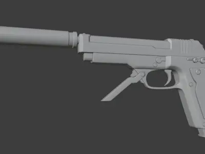  Beretta 93R Handgun Free 3D model