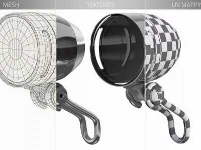 Aluminum Bicycle Front Light with Mount 3D model