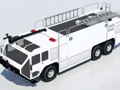 Oshkhosh ARFF T3000 Firetruck 6x6 Low Poly Emergency Blank Low-poly 3D model