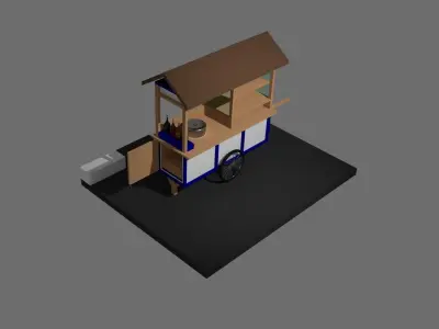 chicken noodles cart Free 3D model