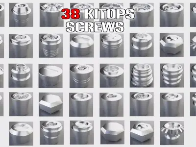 38 KITOPS Hard Surface SCREWS Low-poly 3D model