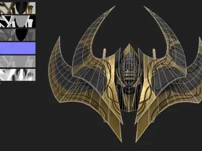 Spacecraft destroyer Low-poly 3D model