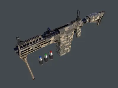 Automatic Grenade Launcher Savan Caliber 32mm Pixel Low-poly 3D model