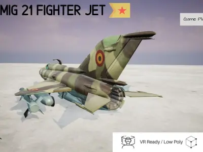 MiG 21 - Rigged and Animated - with Interior - M1 Low-poly 3D model