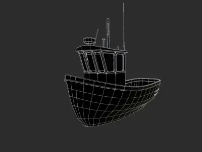 Small fishing boat Low-poly 3D model