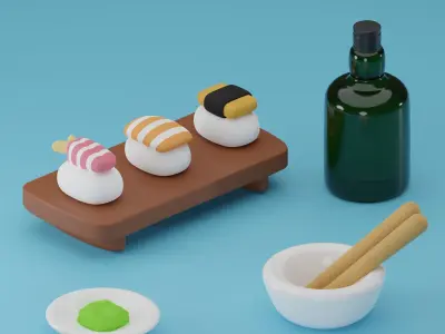 Sushi Sets in Cyber world 3D model