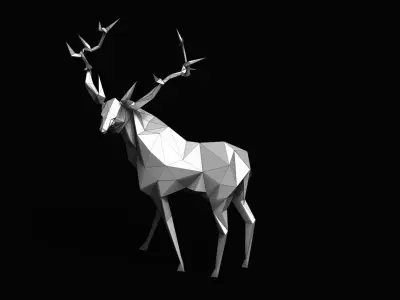 Elk cubism Low-poly 3D model