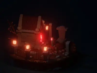 Exterior Building Haunted House high-poly Free 3D model