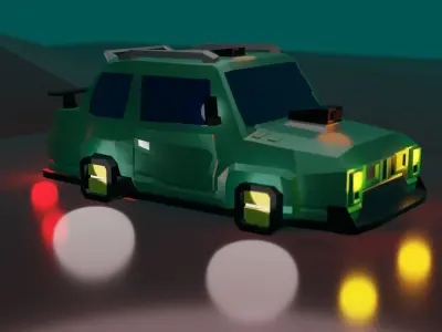 Low-poly Cyber Drift car Free low-poly 3D model