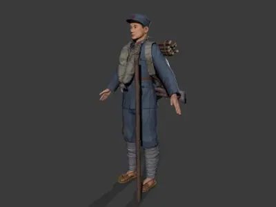 China soldier Low-poly 3D model