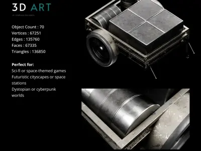 Futuristic cart transport 3d assets V6 Low-poly 3D model