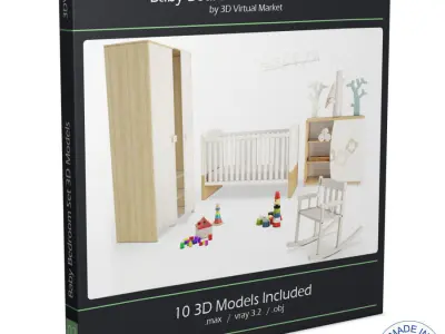 Wooden Baby Bedroom 3D model