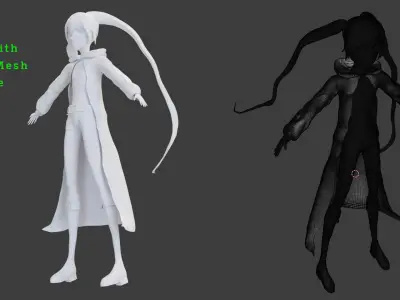Black Rock Shooter-Anime Character Rigged  Low-poly 3D model