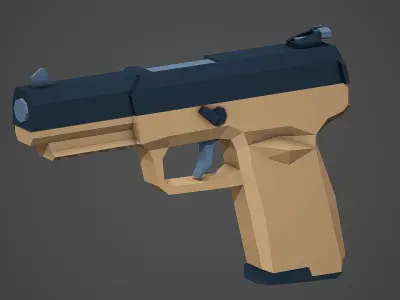 Stylized FiveSeven Pistol Low Poly Mobile Ready Low-poly 3D model
