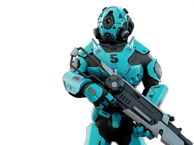 CYBORG SOLDIER RX-800 Rigged for Unreal Engine - Unity - MIXAMO 3D model