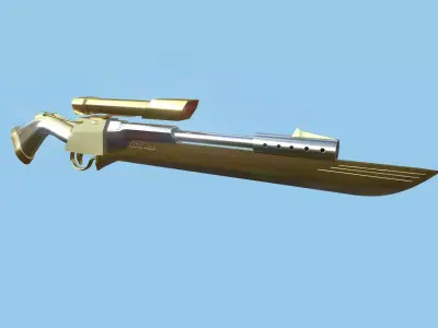 Sniper Gunblade 05 Luxury Golden - Character SciFi Design Low-poly 3D model