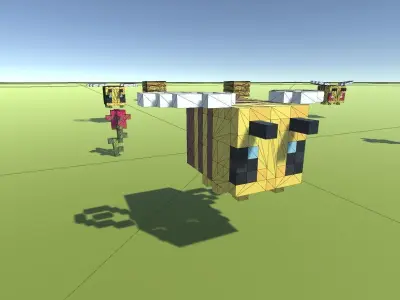 Block Pack Bee hive - block styled voxel bee hive Low-poly 3D model