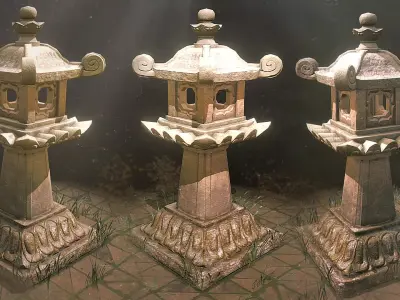 Japanese Shogun Shrine Pillar Low-poly 3D model