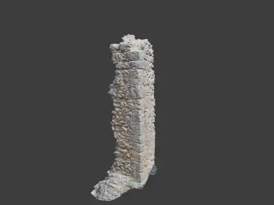 Castle Wall Pillar ruins PBR Scanned Low-poly 3D model
