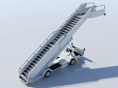airport passenger stair vehicle widebody airliner Low-poly 3D model