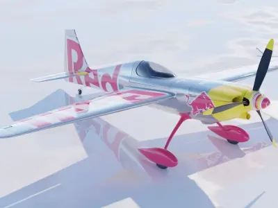 High Quality Zivko Edge 540 Silver Red Bull Livery 3D model