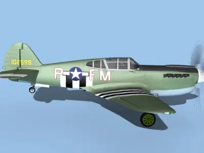 Curtiss P-40F Warhawk V06 USAAF 3D model
