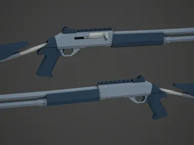 Stylized M1014 Shotgun Low Poly Mobile Ready Low-poly 3D model