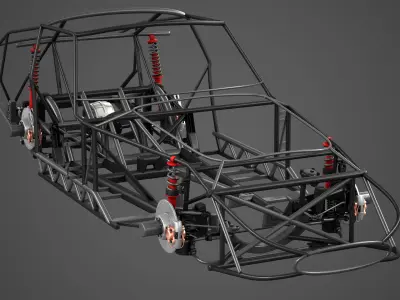 Chassis Frame - Ferrari 250 GTO Low-poly 3D model